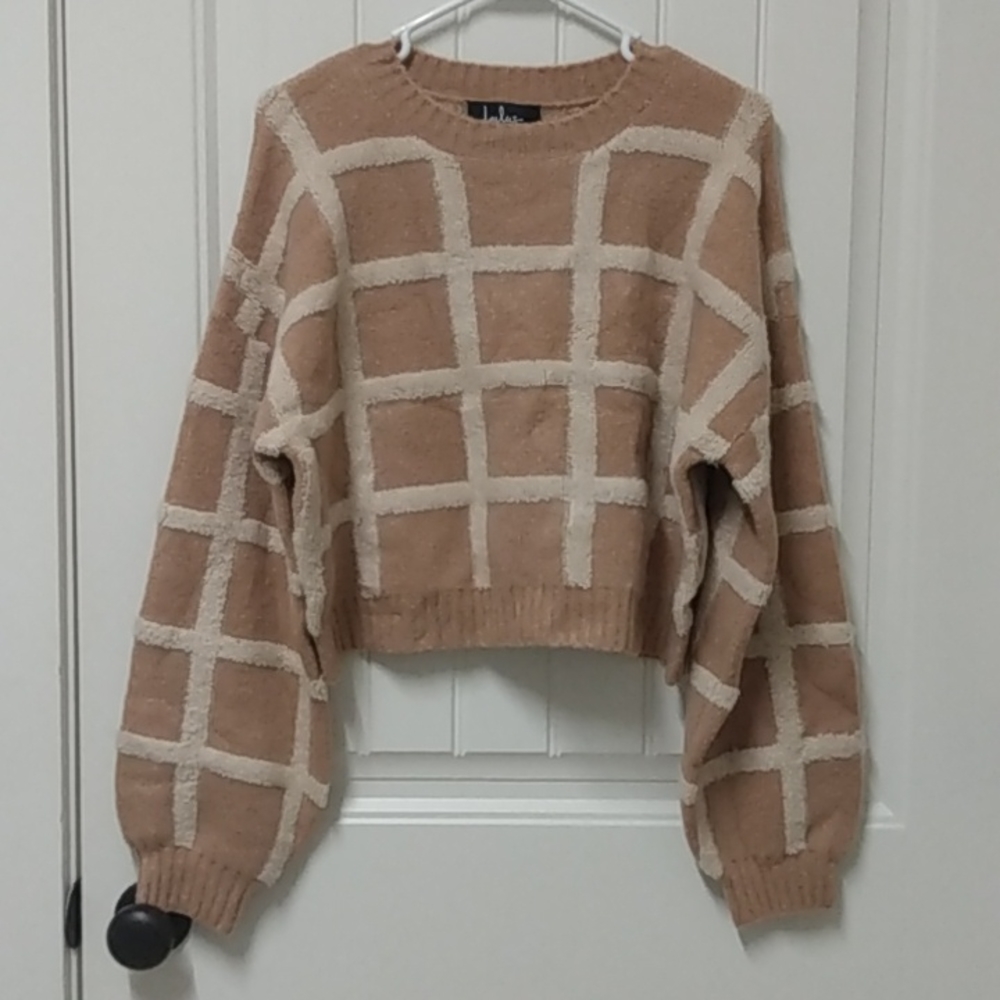 NWT Lulu's On The Grid Cropped Sweater sz XS
